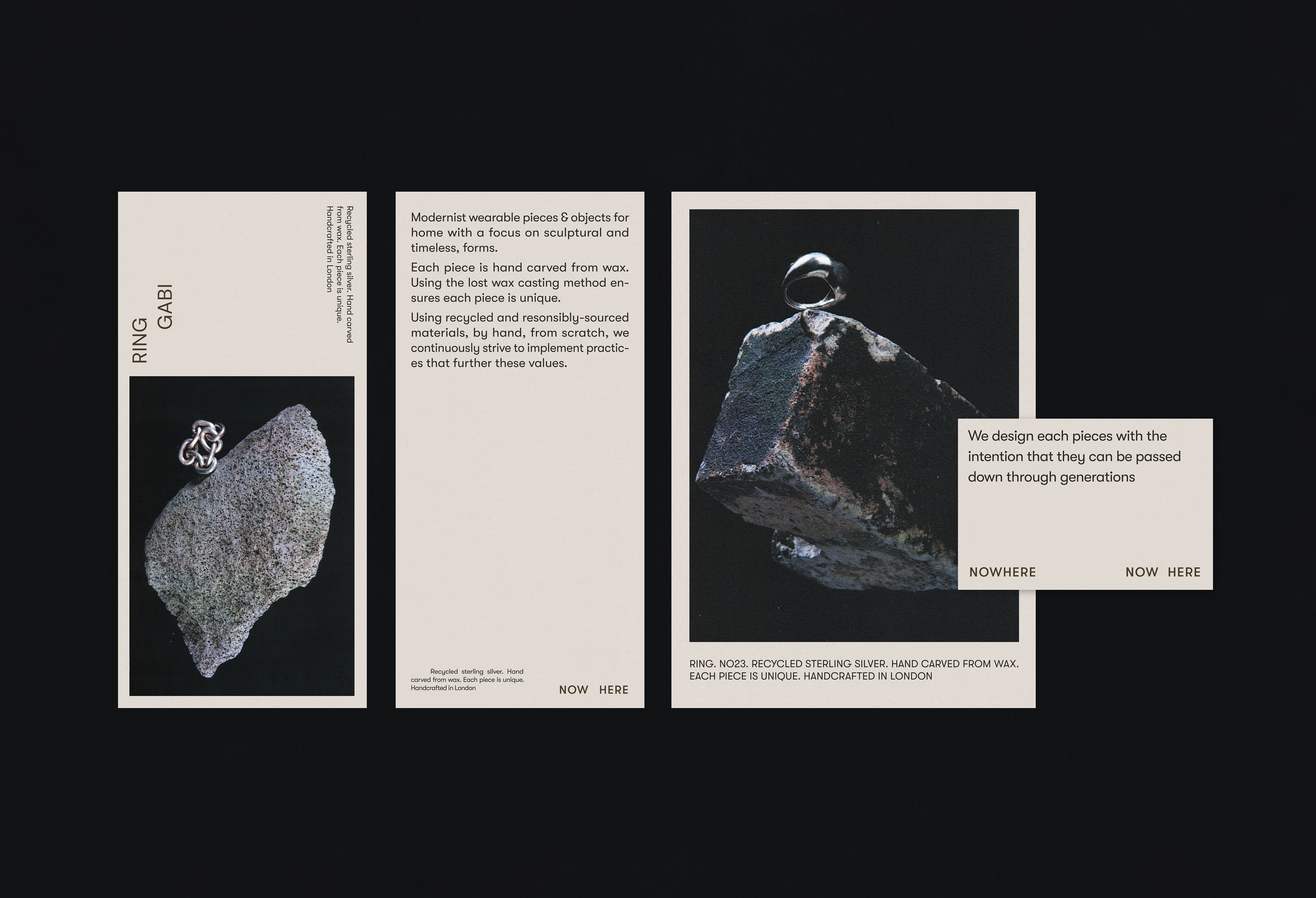 Nowhere - Jewellery branding - Print black and white branding clean design graphic design jewellery layout logo maker minimal print rings typography