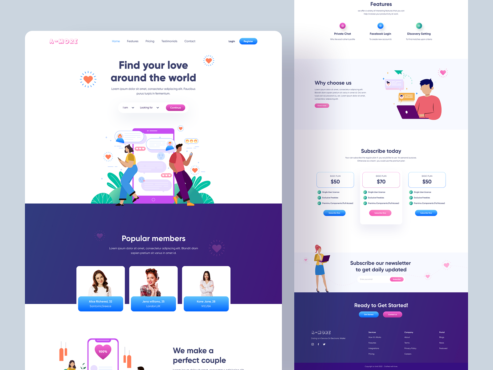 Dating Landing Page - 10 by Syed Raju on Dribbble