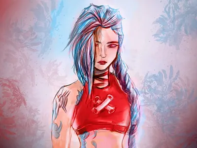 Jinx art #2 | kneems arcane art design digitalart digitalartwork draw drawing illustration illustrator jinx portrait sketch sketching vector