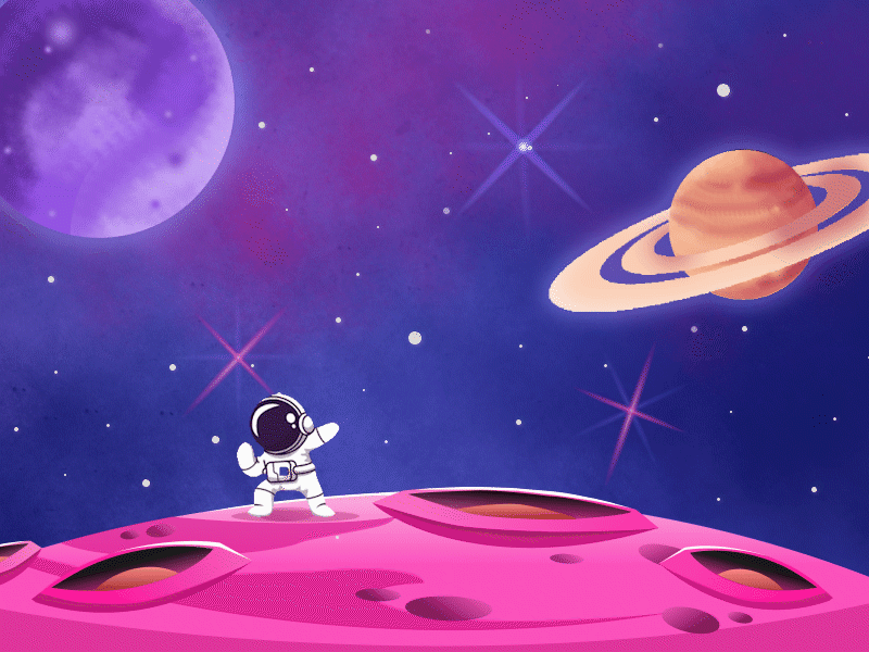 Spaceman at TITAN animation art astronaut minimal moon motion design saturn space spaceman stars titan