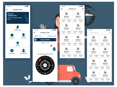 Satellite Finder App all app design graphic design illustration mobile app satellite finder app ui user interface ux