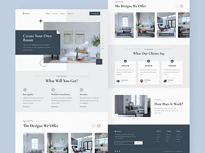 Indekor - Interior Design Agency caraousel cards clean decoration design design agency footer furniture house interior interior agency landing page minimalist navy blue room testimonials ui ux web design website