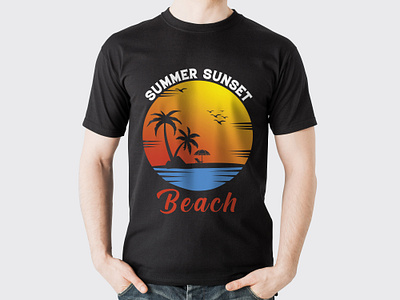 Summer Beach T-Shirt Design adventures advertising beach black t shirt branding clothing fashion graphic design marketing print design summer sunset t shirt t shirt design t shirt mokeup tour tshirt typography visual identity