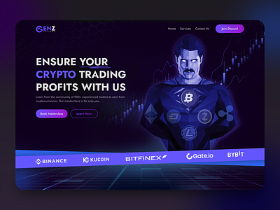 Trading platform Landing page crypto trading dark theme desktop design radial code radialcode trading ui ui design uiux web design website dark theme