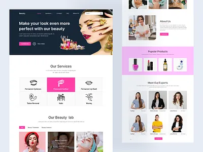 Beauty Treatment Landing Page beauty beauty product branding clean ui cosmetics design hair hairdresser illustration makeup manicure massage salon beauty skincare spa therapy treatment ui ui design uiux