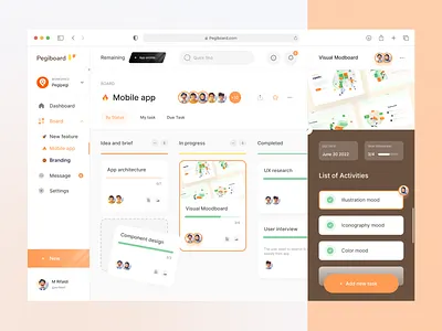 Pegiboard project management website adobe xd branding dashboard figma interaction logo design project management responsive ui user experience user interface ux website