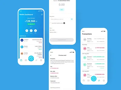 Revuto Crypto Wallet andorid app cardano claim crypto digital design fintech ios mobile mobile app porduct design portfolio prototype receive send tokens transactions ui ux wallet