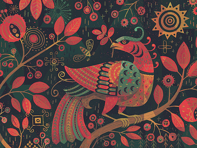 t h e K O R i 40winks bird folk graphic art illustration kori leaves nature print stevesimpson tree wall art
