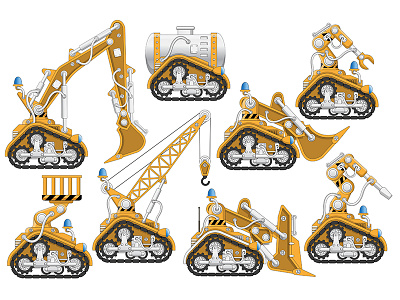 Industrial robots set. equipment industrial manipulator set