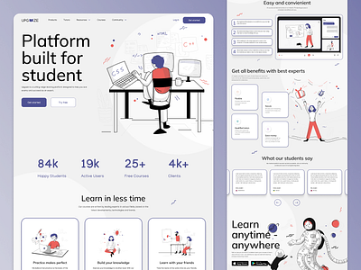 Upgaze - Online Courses/Tutoring (Landing Page) branding conceptdesign courses design landingpage tutor tutoring ui ux website websiteforlearning