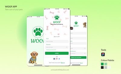 WOOF signing up screens animation branding daily ui logo ui