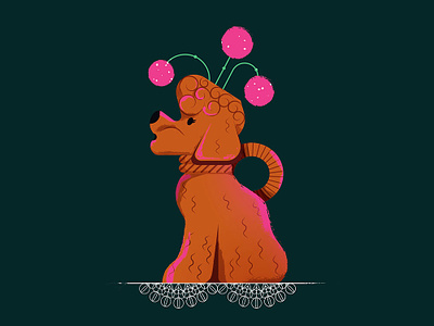 Poodle Pitcher character cute dog flower illustration illustrator pink pitcher poodle table texture vector