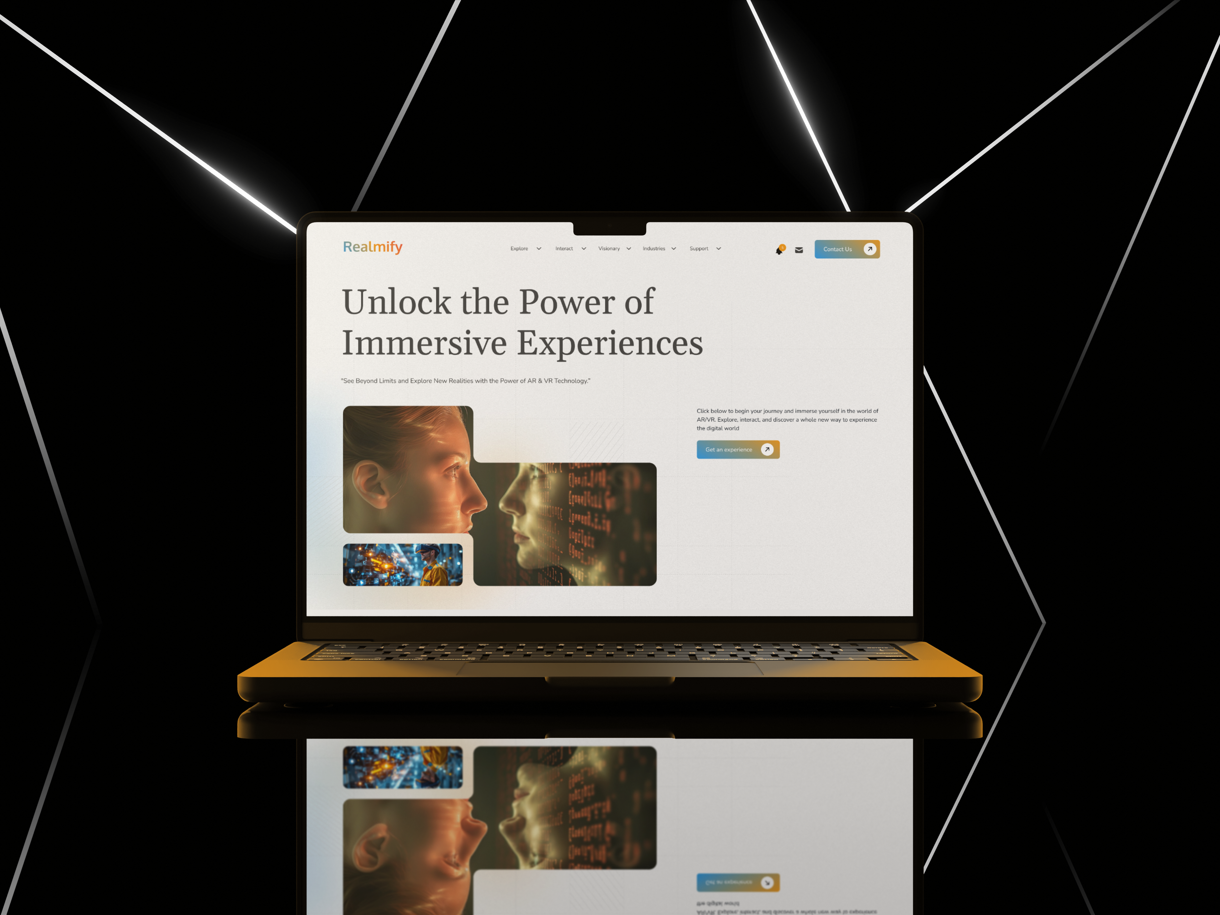 Realmify- The Gateway to New Realities ar arlandingpage arvr augmentedreality figmawebsite virtual reality vr vrlandingpage websitedesign