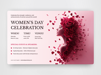 Women's Day Celebration – Poster celebration dribbble elegant eventposter figma graphicdesign illustration march8 minimaldesign posterdesign typography uiux womensday