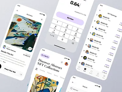 NFT Marketplace App animation app crypto design e commerce figma interface landing page marketplace mobile app nft trending ui ux