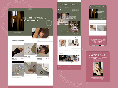 Titova Boutique Jewelry Store beauty design elegant graphic design green jewellery jewelry mobil pink store stylish ui ux web