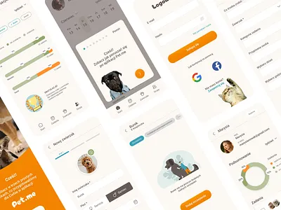 Pet.me app design card chart chart design charts design form forms login login panel design logo onboarding pet pet logo pets registration revard ui ux vector
