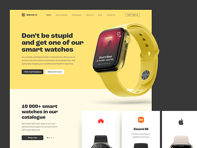 Smart watches e-commerce & marketplace landing page UI concept apple watch ecommerce marketplace online radio smartwatch ui concept ui design watch app