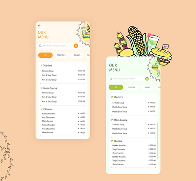 Menu for Your cravings branding horeca project ui ux