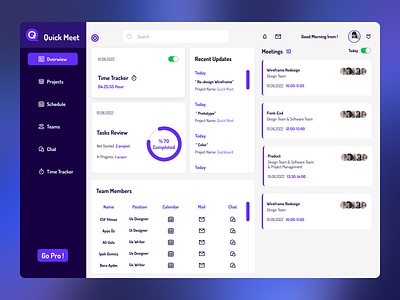 Meeting Management Desktop Application components design sidebar ui ux