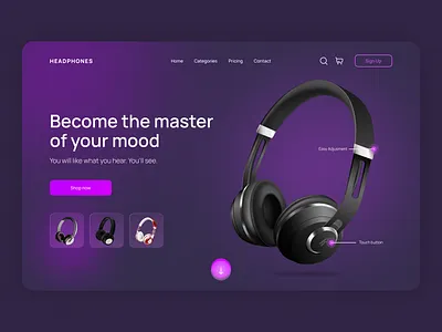 Online store of wireless headphones dailyui graphic design landing page online store uiux user interface web design website