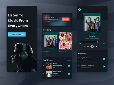 Ascolta - Music Everywhere App app dark mode everywhere listen mobile mp3 music podcast product design ui uidesigner uiux ux