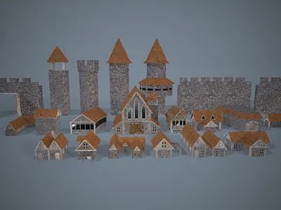 Medieval Houses 3d design graphic design illustration