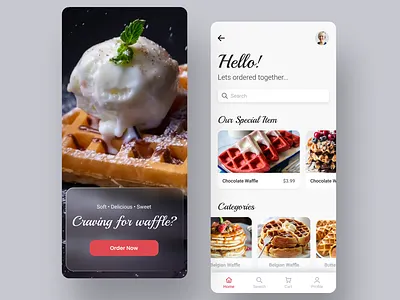 Waffle Cloud Kitchen App Design app app design cart cloud cloud kitchen design food food order kitchen mobile mobile design order restaurant ui uidesign ux uxdesign waffle