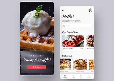 Waffle Cloud Kitchen App Design app app design cart cloud cloud kitchen design food food order kitchen mobile mobile design order restaurant ui uidesign ux uxdesign waffle