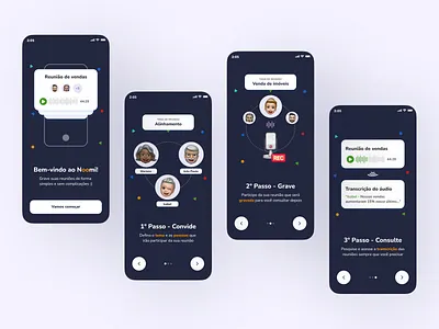 Recorded Meetings App - Concept Onboarding 🎙 app card clean concept design illustration memoji onboarding simple ui walkthrough