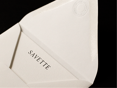 Savette II branding collateral emboss envelope letterpress logo print stationery typography