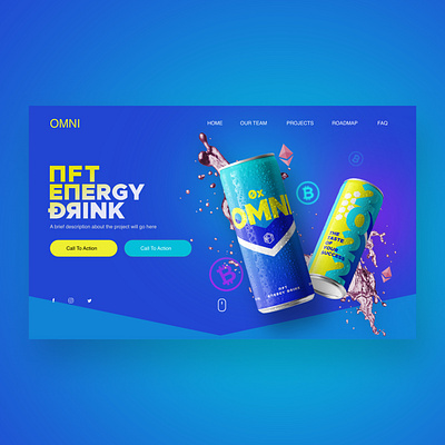 Omni Energy NFT Drink Website Design design energy drink graphic design metaverse nft photography ui ui design ux ux design web design