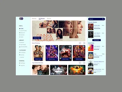 Movie Streaming Dashboard 3d animation app branding design graphic design illustration logo motion graphics typography ui ux vector web website