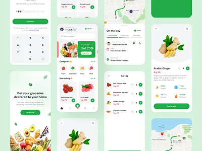 Grocery App 🥦 adobe delivery design figma food grocery online shop ui uidesign uiux ux uxdesign