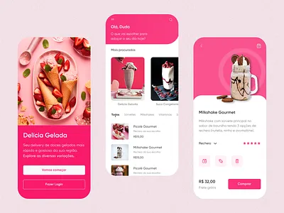 Ice Cream Shop - App Mobile candy cone desert design ice cream ice cream app ice cream shop icecream mobile app popsicle ui