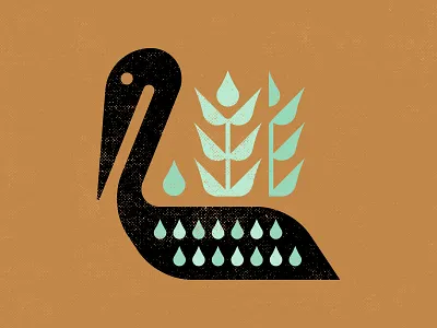 Pelican bay beach bird droplets garden harbor icon illustration leaf leaves logo louisiana nature ocean pelican plants symbol the south water water bird
