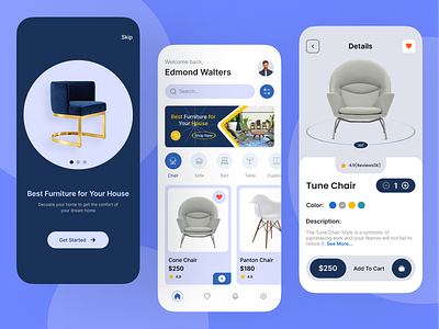 Furniture - App Design 3d app chair clean design ecommerce furniture furniture app interior ios minimal minimalist mobile product design property shop store table ui ux