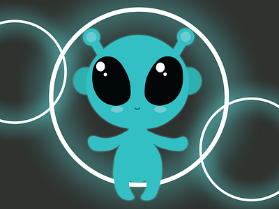 Alien with Neon Glow adobe adobe illustrator adobe photoshop alien alien baby aliens big eyes blue design eyes graphic design illustration little alien neon neon effect neon light vector