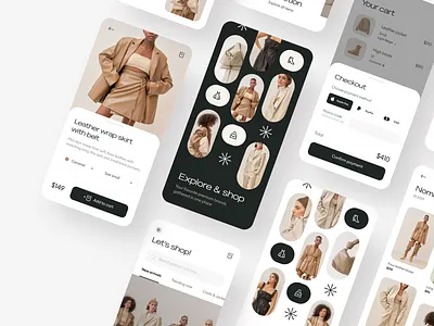 Fynd - minimal UI design for a shopping app app application brand branding brutalism brutalist cart checkout clean clothes e commerce ecommerce minimal mobile shop shopping simple ui ux