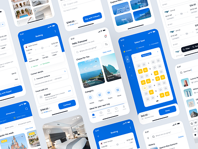 Traveline - Travel and Lifestyle App UI Kit booking design flight healing holiday hotel mobile mobile design rent house staycation train travel travelling ui ui kit ui8 uidesign uikit ux villa