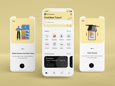 Tutviv E-learning Mobile App 3d illustration android education elearning figmadesign ios design manas mobile app modern design online education onlineclasses pasrija school teacher tutor tutviv ui ux video video classes