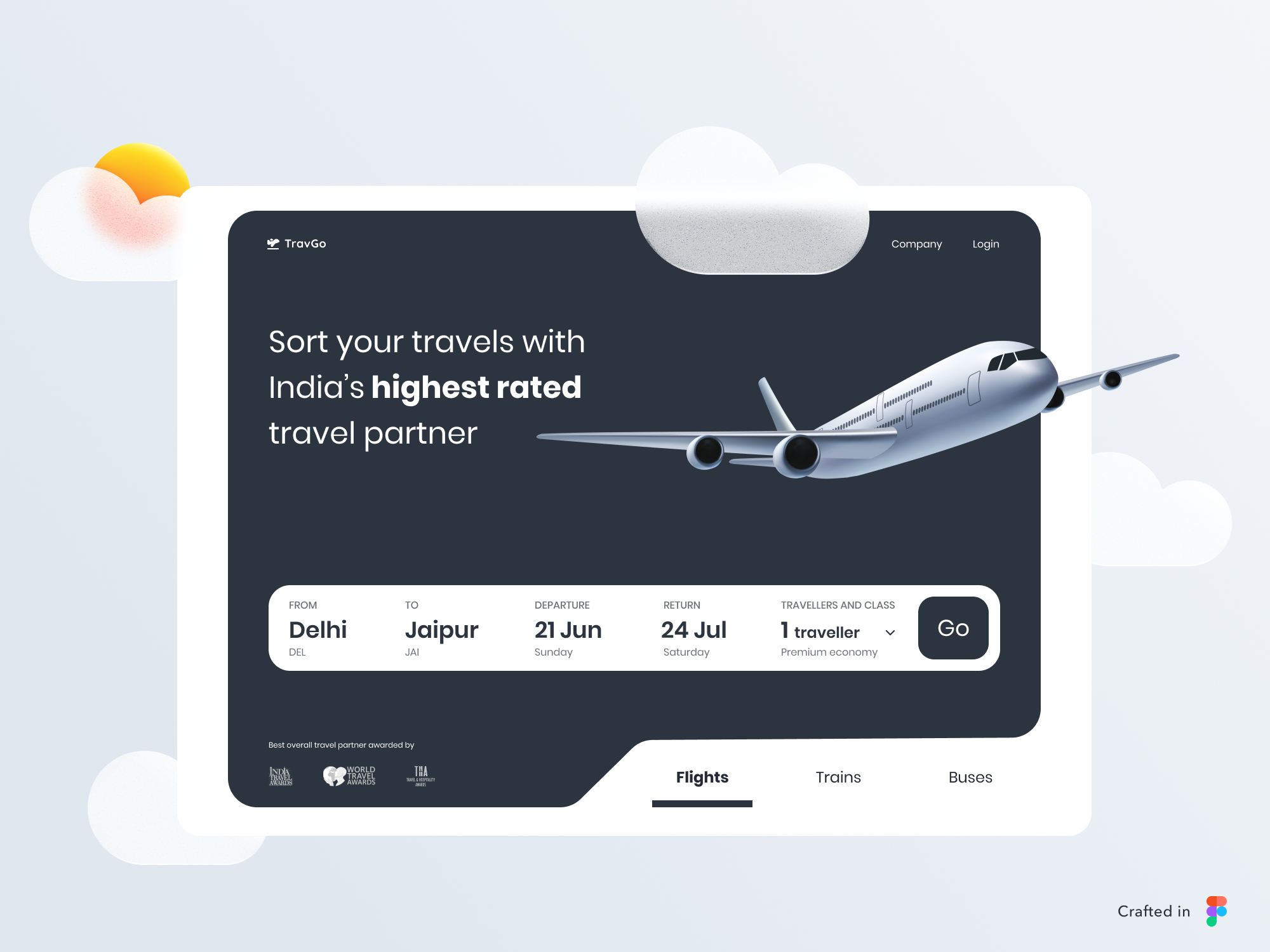 Example of Landing page concept - Booking