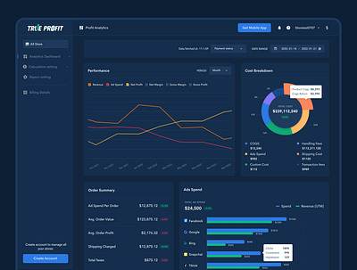 Tracking Profit Dashboard design ui ux