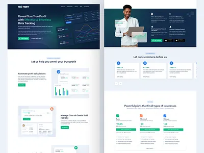 Tracking Profit Landing Page design ui
