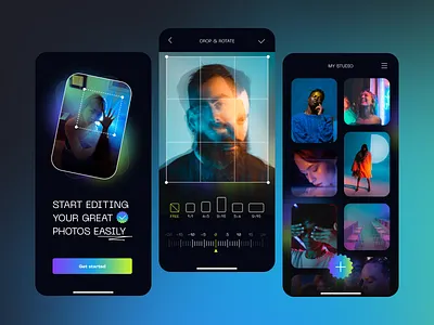 Photo Editing Application app application dark dark mode design editing gallery image mobile photo photo editor ui ux