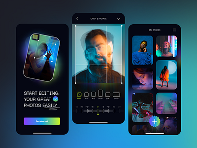 Photo Editing Application app application dark dark mode design editing gallery image mobile photo photo editor ui ux