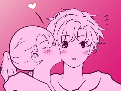 A girl kissing a boy design graphic design illustration vector