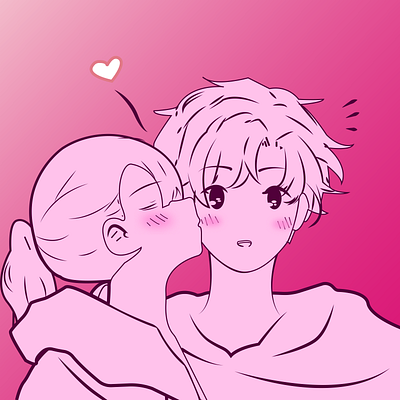 A girl kissing a boy design graphic design illustration vector