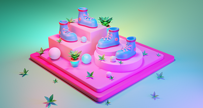 3d shoes & podium designe. 3d design
