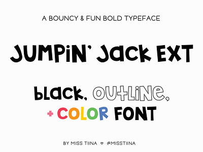 Jumpin' Jack Font Bundle bundle font design fonts jumpin jack font misstiina misstiina fonts svg color font typography